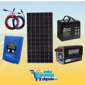 Resim Solar Enerji Deposu 600w Güneş Enerjisi Paketi Ev Tipi Solar Sistem 