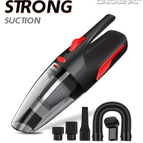 Resim CascadeVac 7 Parça Yüksek Güçlü Kablosuz El Tipi Süpürge - 4KPa Güçlü Emiş, USB Şarj Edilebilir, Hafif Ev ve Araç İçi Temizliği için Yarık Aracı & Tek Dokunuşla Toz Boşaltma, Şık Modern Vakum | Dayanıklı Yapı, Araba Süpürgesi 