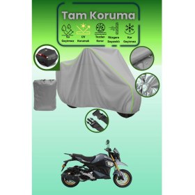 Resim Dokaca Neo Gri Neon Fitilli Arka Çanta Uyumlu Yuki Hammer 125 Uyumlu Motor Brandası, Koruyucu Örtü 