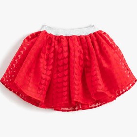 Resim Kız Bebek Mini Tütü Etek Kalp Desenli Volanlı 