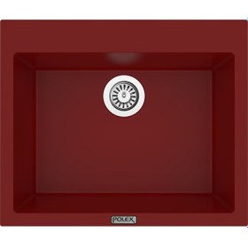 Resim Polex Cristalüx Granit Evye P-X60 Bordo Tezgah Altı Ve Tezgah Üstü Kare Mutfak Evyesi 60x50 CM 
