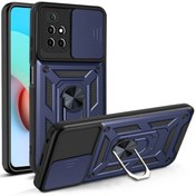 Resim Xiaomi Redmi 10 Kılıf Tank Aramid Sürgülü Vega Yüzüklü + Nano Lacivert Gpack