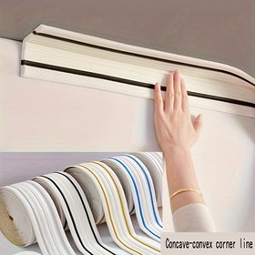 Resim 230cm Kendinden Yapışkanlı 3D Köpük Duvar Kenar Şeridi, Su Geçirmez Basamak Kenarı, Kolay Kurulum Tavan Süsü - Beyaz/Altın/Mavi/Siyah 