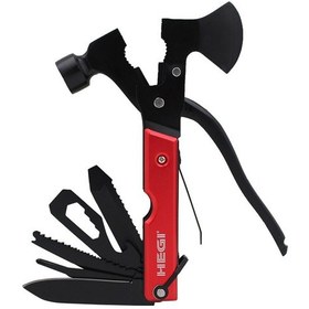Resim Hegi 18 Fonksiyonlu Paslanmaz Çelik Kamp Baltası ve Çekiç - Kırmızı 