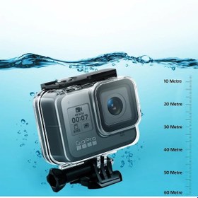 Resim Gopro Hero 8 Black Uyumlu Waterproof 60 Metre Su Geçirmez Kılıf 