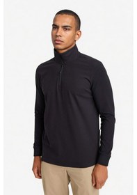 Resim Defacto Defactofit Standart Fit Dik Yaka Yarım Fermuarlı Polar Sporcu Sweatshirt F2302ax25wnbk81 Siyah 