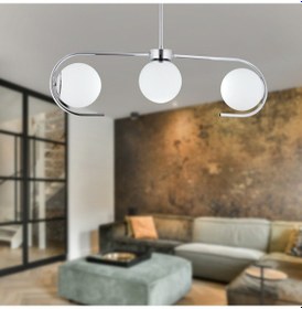 Resim Diaspor 3Lü Krom Beyaz Camlı Modern Sarkıt Genç Odası Yatak Odası Retro Salon Avize 