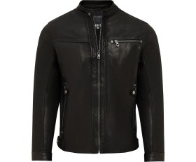 Resim Derimod Towns Erkek Siyah Slim-Fit Kısa Deri Ceket 25WGF65872Z 