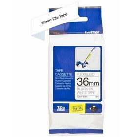 Resim Brother TZE-FX261 36 mm Beyaz Üzeri Siyah Esnek Laminasyonlu Etiket 