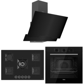 Resim Ferre SS Serisi Siyah 5 Gözlü Ankastre Set ( QBL62CS-SS035-D063 ) 