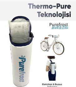Resim Purefrost Pf3 Şişe Soğutucu Termal Silindir Bisiklet Çantası Beyaz - Mavi 