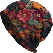 Resim 1pc Moda Çiçekli Örgü Polyester Başörtüsü ile Elastan - Solunabilir ve Ilık Baş Giysisi Bahar Sonbahar, Koşu ve Fitness için 