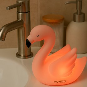 Resim Munico LED Işıklı Flamingo Masa Lambası - Pilli, Tropikal Tasarımlı, Sıcak Işık Tonlu Dekoratif Aydınlatma 