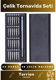 Resim Smart Seri Çelik Tornavida Seti 24 Parça İthal Anti-pas Alüminyum Alaşım Saklama Kutulu Oluklu 