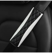 Resim 1 Adet Üç Boyutlu İşlemeli Sahte Koyun Derisi Araba Malzemeleri Emniyet Kemeri White White 