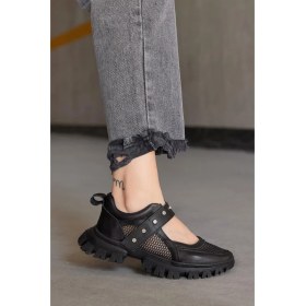 Resim Nilufarr Melissa Siyah Deri Taş Aksesuarlı Kadın Sneaker 