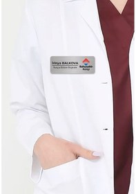 Resim Gümüş Metal Yaka İsimliği Mıknatıslı Kişiye Özel - Logolu 