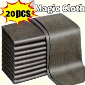 Resim 20 Adet Sihirli Cam Temizleme Bezleri - Kalınlaştırılmış Polyester ve Mikrofiber Çok Amaçlı Çizik Bırakmayan Mendiller, Pencere, Ayna, Araba, Mutfak, Banyo İçin Uygun - Yeniden Kullanılabilir & İz Bırakmaz, Araç Bakımı için Temel | Yumuşak Kumaş Yüzey Dokusu ile Düzgün Yüzey 