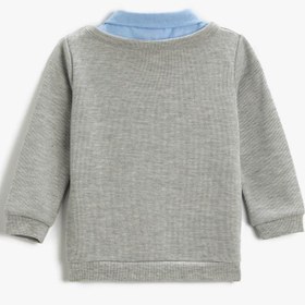 Resim Erkek Bebek Baskılı Gömlek Yaka Sweatshirt 