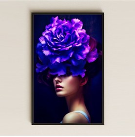 Resim Mor Gül Tacı Ve Profil Kadın Portresi Temalı Sanatsal Pleksi Tablo 