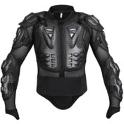 Resim Siyah Body Armor Fileli Yazlık Full Koruma Omuz Sırt Dirsek Göğüs Karın Koruma Cross Motorcu Montu 