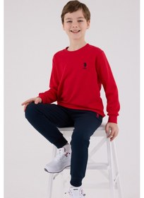 Resim U.S. Polo Assn. Lisanslı Erkek Çocuk Alt Üst 2 Parça Eşofman Takımı Us2208 Kırmızı 