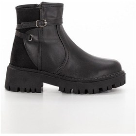 Resim Kalın Taban Bağsız Tokalı Siyah Kadın Postal Bot-2133-Siyah 