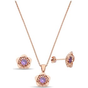 Resim Argentum Concept 925 Ayar Gümüş Mor Taşlı Rose Çiçek Set - 67019402 