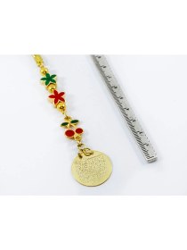 Resim Küçük Lotus Çiçekli Kiraz Metal Ayetel Kürsi Araba Dikiz Ayna Süsü, Gold Renkli 