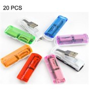 Resim 20 Pcs Usb 2.0 Çok Kart Okuyucu, Destek Sd / Mmc, Ms, Tf, M2 Kart, Rastgele Renk Teslimat Rastgele Renk 