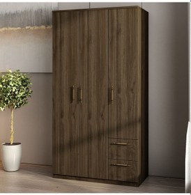 Resim Merlin 3 Kapaklı, Çekmeceli, Raflı Gardırop, Yatak Odası Dolap, Elbise Dolabı İstanbul Ceviz - 172 Cm / İstanbul Ceviz 