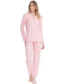 Resim U.S. Polo Assn. 17100 Kadın Pembe Uzun Kollu Boydan Patlı Pijama Takım-pembe-2xl Çok Renkli 