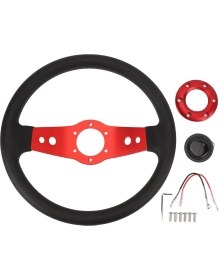 Resim Creatorally 13IN Araba Direksiyon Pu Şık Görünüm Darbeye Dalı Gelişmiş Kavrama Kolay Kurulum Yarış Direksiyon Araç Kırmızı (Yurt Dışından) 