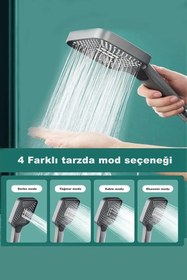 Resim VSA OecanWhisper Kaliteli Fonksiyonlu Banyo Duş Başlığı Seti 1,5 M. Örgülü Hortum ve Yapışkanlı Mafsal 