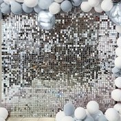 Resim 2 Adet Büyük Kare 100x200cm Gümüş Simli Saçak Süs, Plastik Pullu Parti Dekoru Düğün, Gelin Duşu, Doğum Günü, Yıldönümü, Genel Kutlamalar, Fotoğraf Aksesuarları ve Duvar Zemin 