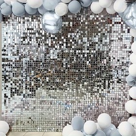Resim 2 Adet Büyük Kare 100x200cm Gümüş Simli Saçak Süs, Plastik Pullu Parti Dekoru Düğün, Gelin Duşu, Doğum Günü, Yıldönümü, Genel Kutlamalar, Fotoğraf Aksesuarları ve Duvar Zemin 