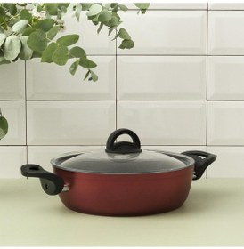 Resim Hisar Optima Talia Granit Basık Tencere 26 Cm Bordo Inox 