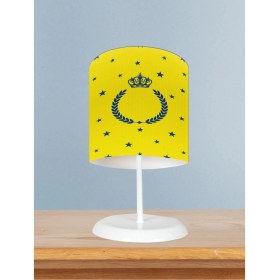 Resim Bebek ve Çocuk Odası Taç ve Çelenk Desenli Sarı Abajur 