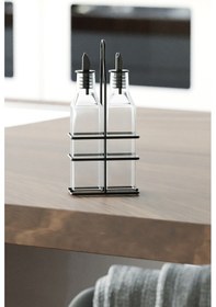 Resim Teknotel 2'li Cam Şişeli Yağdanlık Sosluk Sirkelik Standı Mg022 Siyah 