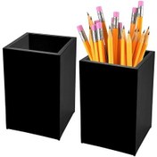 Resim Ganzhoushop Siyah Akrilik Kalemlik Bardak 2'li Paket, Masaüstü Aksesuar Tutucu, Makyaj Fırçası Saklama Kutusu, Modern Tasarım Masaüstü Kırtasiye Saklama Kutusu. 