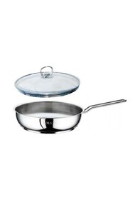 Resim Oms Çelik Tava 18x5 Cm Cam Kapaklı Gri 