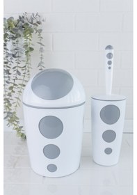 Resim Flora Punto 2 Li Banyo Seti (5 L Çöp Kovası ve Tuvalet Fırçası) 