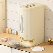 Resim 5kg/10kg Büyük Tahıl Saklama Kabı - Tek Dokunuşlu Dağıtıcı, Dayanıklı Bas-ve-Dökme Pirinç ve Kuru Gıda Konteyneri - Tasarruflu Tasarım, Kolay İzleme İçin Açık Pencere - Ev, Ticari Mutfaklar ve Büyük Evcil Hayvanlar için İdeal - Sağlam Plastik Yapı, Modern Mutfak Eşyası, Yeniden Kullanılabilir Malzeme, Toplu Alışverişçiler 