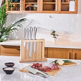 Resim Emsan Matriks 7 Parça Snd Kesme Tahtalı Bıçak Seti Paslanmaz - Kesme Tahtası 