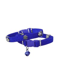 Resim Markapet Kadife Kedi Boyun Tasması Yoncalı 20-32 Cm Mavi 