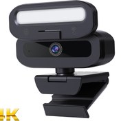 Resim EXHQDR B09-4K 4K Webcam Otomatik Gizlilik Kaputu ve Çift Dolgu Işığı ile, Plug&Play, 1.5m Kablo + Ücretsiz Type-C Adaptörü, Canlı Yayın / Toplantı için Esnek Tripod 