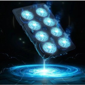 Resim Şok Soğutma Profesyonel Dizüstü Bilgisayar Soğutucu Laptop Işıklı Oyuncu Laptoplarına Özel 8 Büyük Fanı Ile Hızlı Soğutma 2 USB Giriş A8 