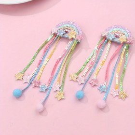 Resim 1 Çift Gökkuşağı Parıltılı Renkli Payetli Polyester Peluş Sevimli Bohem Tarzı Saç Tokaları, 15 Yaş Üzeri Kızlar ve Gençler İçin Günlük Saç Aksesuarları, Büyükannelerin Torunlarına, Ebeveynlerin Kızlarına Göndermesi İçin Uygun ve İyi Arkadaşlar Tatil Hediyeleri 