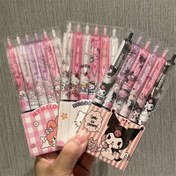 Resim 6 adet Sanrio 0.55mm Hello Kitty Cinnamoroll Kuromi Melody Jel Kalem Karikatür Sevimli Bas Tipi Kalem Ofis Kırtasiye Malzemeleri 