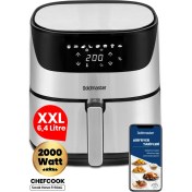 Resim Goldmaster Chefcook 2000 Watt Yüksek Güç 6,4 Litre Inox Geniş Xxl Dokunmatik Airfryer Yağsız Sıcak Hava Fritözü 